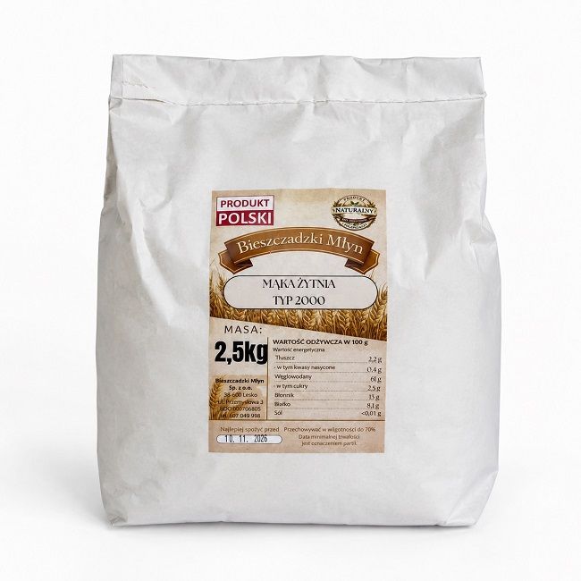 Mąka żytnia typ 2000 2,5 kg razowa - Bieszczadzki Młyn