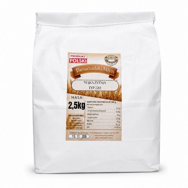 Mąka żytnia typ 720 2,5 kg – Bieszczadzki Młyn
